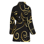 Gold And Black Aries Sign Print Women's Bathrobe