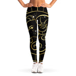 Gold And Black Aries Sign Print Women's Leggings