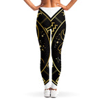 Gold And Black Aries Sign Print Women's Leggings