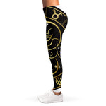 Gold And Black Aries Sign Print Women's Leggings