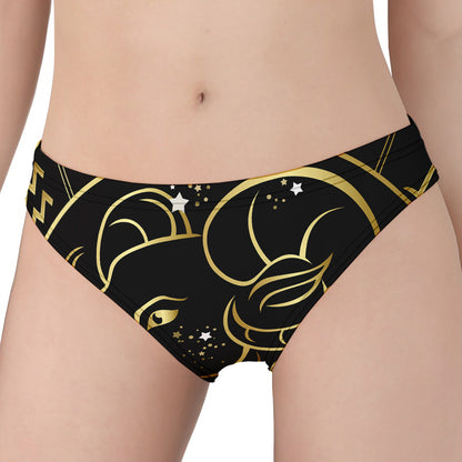 Gold And Black Aries Sign Print Women's Panties