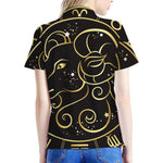 Gold And Black Aries Sign Print Women's Polo Shirt