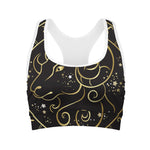 Gold And Black Aries Sign Print Women's Sports Bra