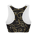 Gold And Black Aries Sign Print Women's Sports Bra