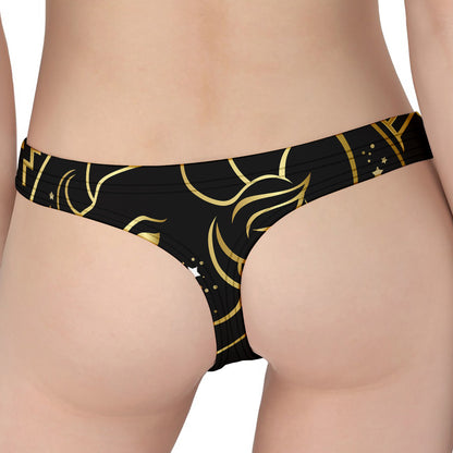 Gold And Black Aries Sign Print Women's Thong