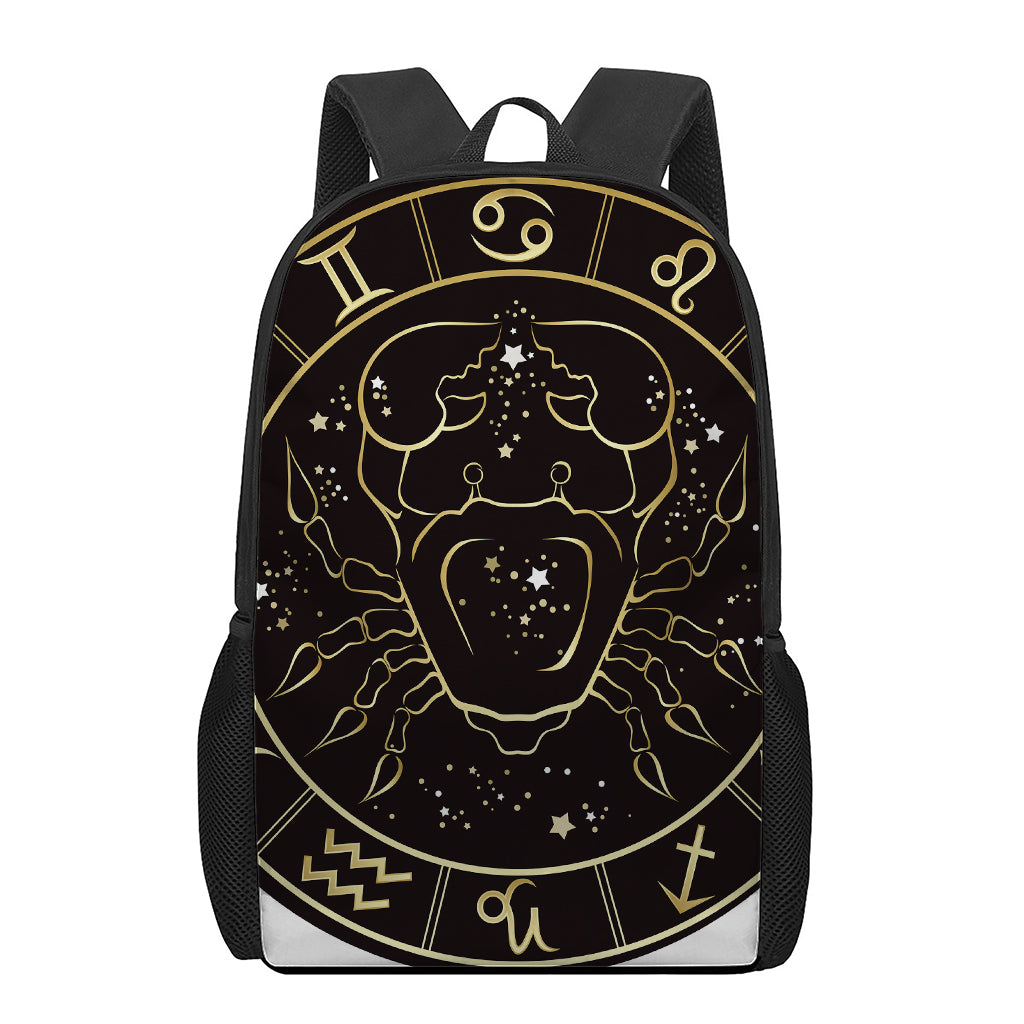 Gold And Black Cancer Sign Print 17 Inch Backpack