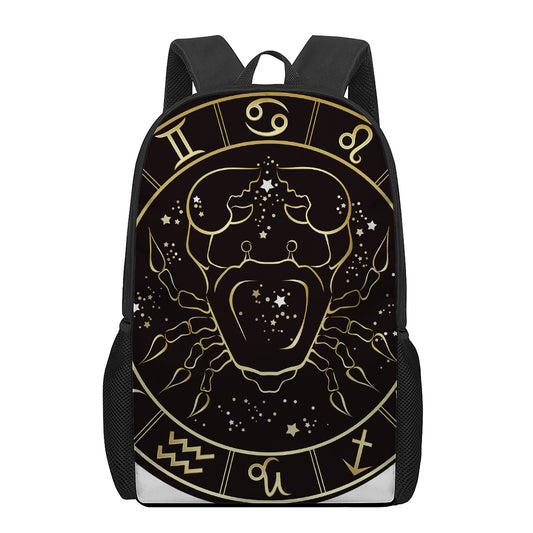 Gold And Black Cancer Sign Print 17 Inch Backpack