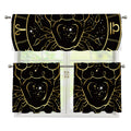 Gold And Black Cancer Sign Print 3 Piece Kitchen Curtains