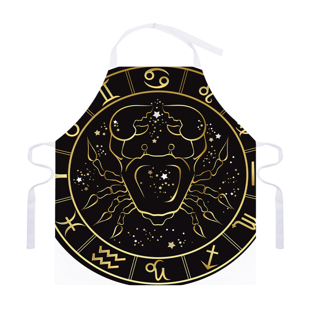 Gold And Black Cancer Sign Print Adjustable Apron