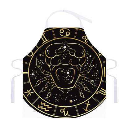 Gold And Black Cancer Sign Print Adjustable Apron