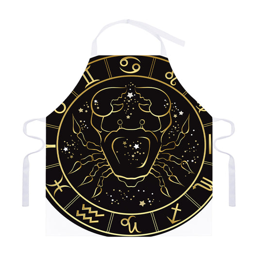 Gold And Black Cancer Sign Print Adjustable Apron