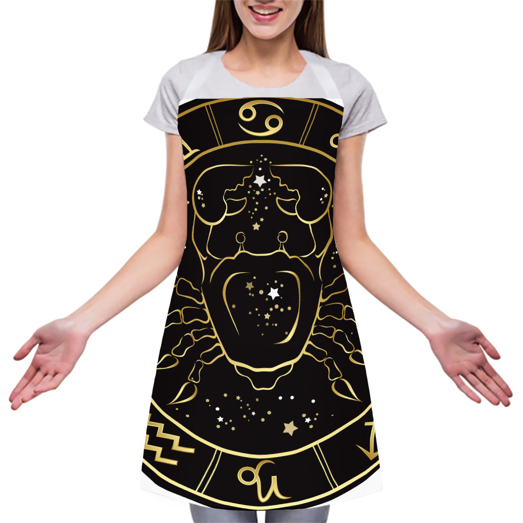 Gold And Black Cancer Sign Print Adjustable Apron