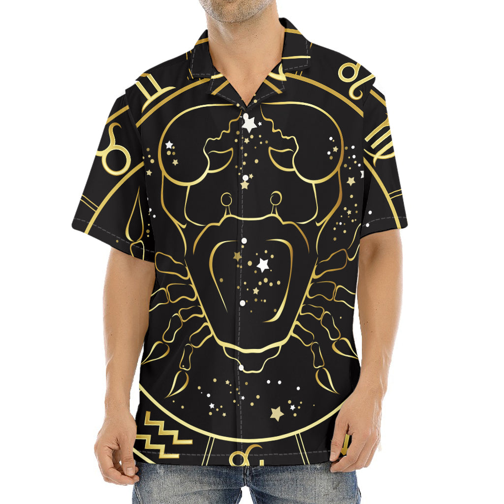 Gold And Black Cancer Sign Print Aloha Shirt