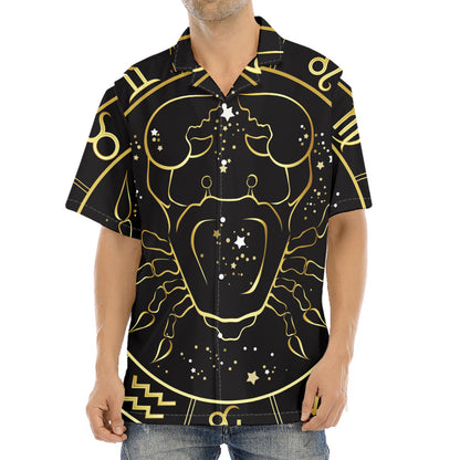 Gold And Black Cancer Sign Print Aloha Shirt