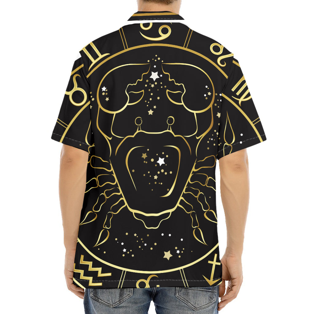 Gold And Black Cancer Sign Print Aloha Shirt