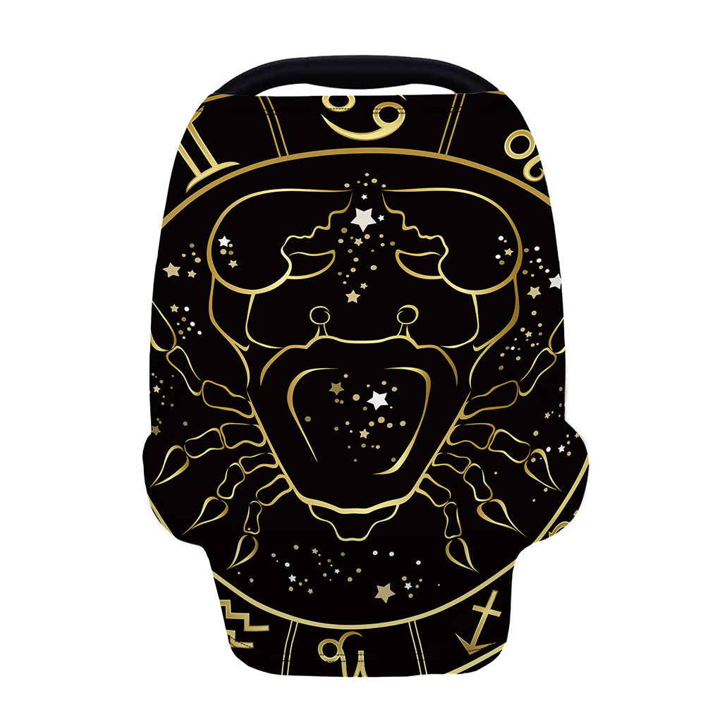 Gold And Black Cancer Sign Print Baby Seat Cover