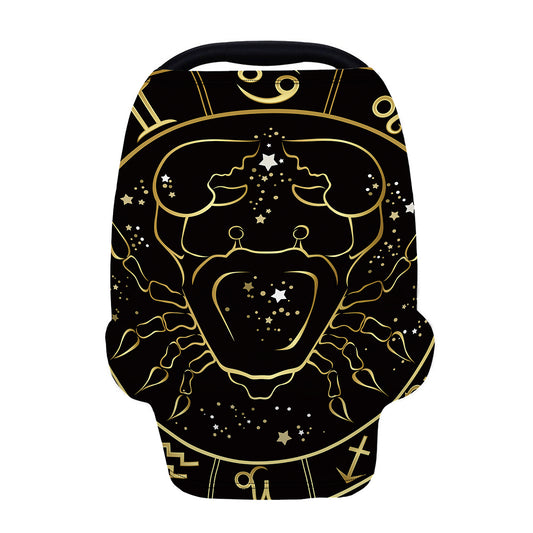Gold And Black Cancer Sign Print Baby Seat Cover