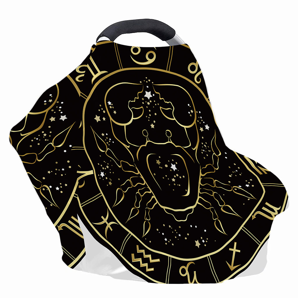 Gold And Black Cancer Sign Print Baby Seat Cover