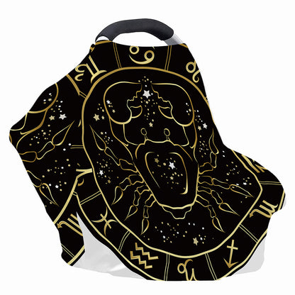 Gold And Black Cancer Sign Print Baby Seat Cover