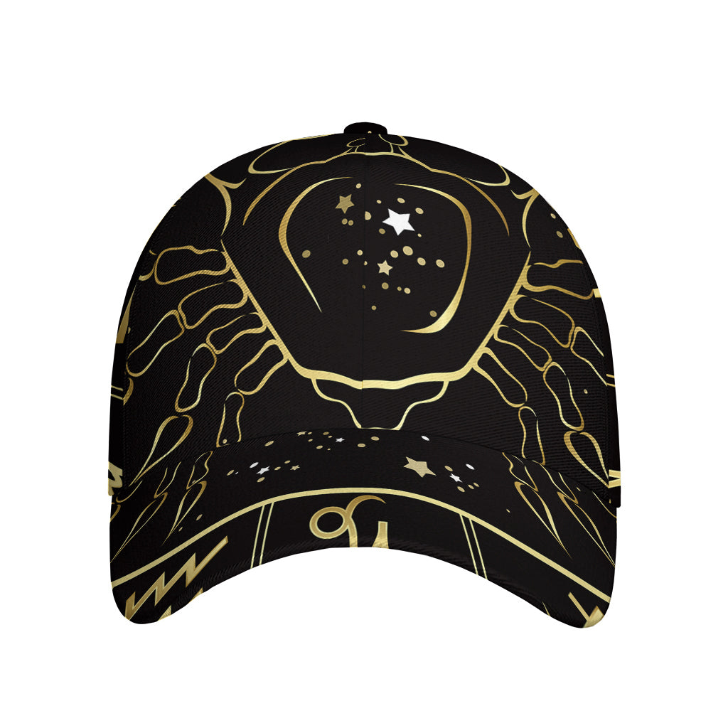 Gold And Black Cancer Sign Print Baseball Cap