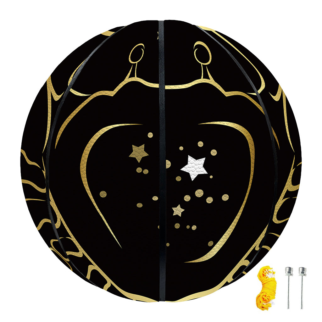 Gold And Black Cancer Sign Print Basketball