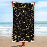 Gold And Black Cancer Sign Print Beach Towel
