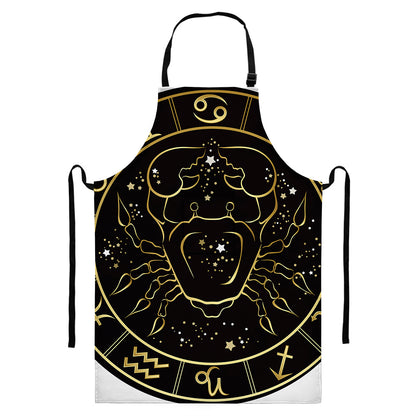 Gold And Black Cancer Sign Print Bib Apron With Pocket
