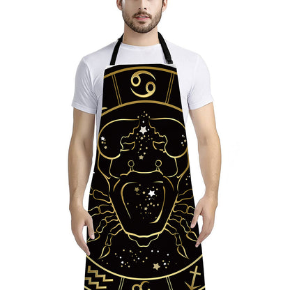 Gold And Black Cancer Sign Print Bib Apron With Pocket