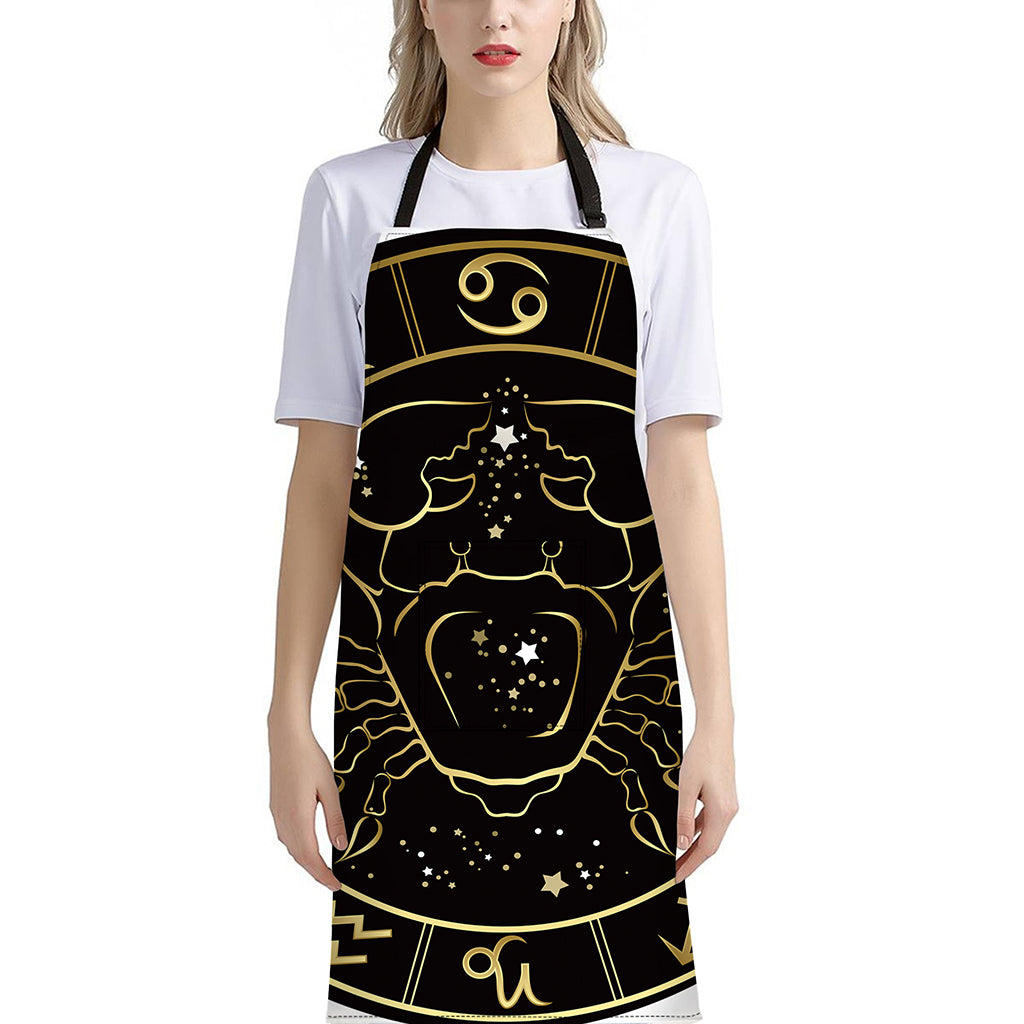 Gold And Black Cancer Sign Print Bib Apron With Pocket