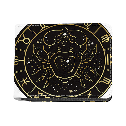 Gold And Black Cancer Sign Print Bifold Wallet