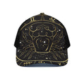 Gold And Black Cancer Sign Print Black Mesh Trucker Hat