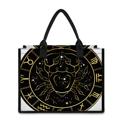 Gold And Black Cancer Sign Print Canvas Tote Bag
