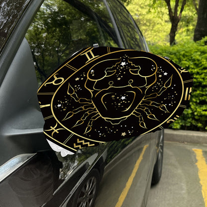 Gold And Black Cancer Sign Print Car Side Mirror Covers