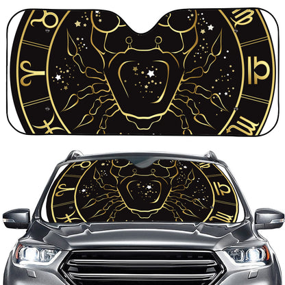 Gold And Black Cancer Sign Print Car Windshield Sun Shade