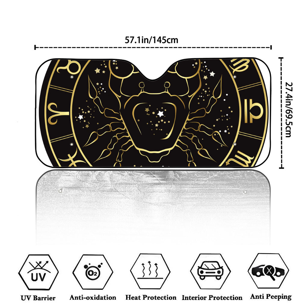 Gold And Black Cancer Sign Print Car Windshield Sun Shade