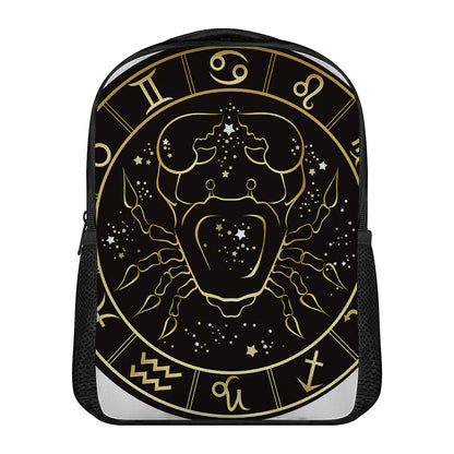 Gold And Black Cancer Sign Print Casual Backpack