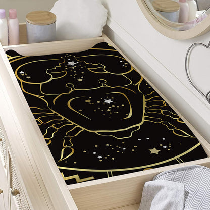 Gold And Black Cancer Sign Print Changing Pad Cover