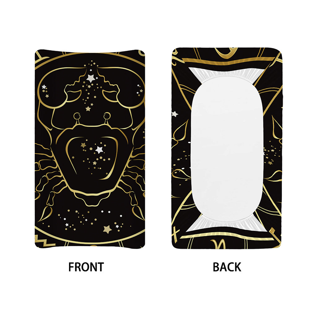 Gold And Black Cancer Sign Print Changing Pad Cover