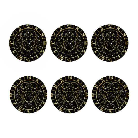 Gold And Black Cancer Sign Print Coaster Set