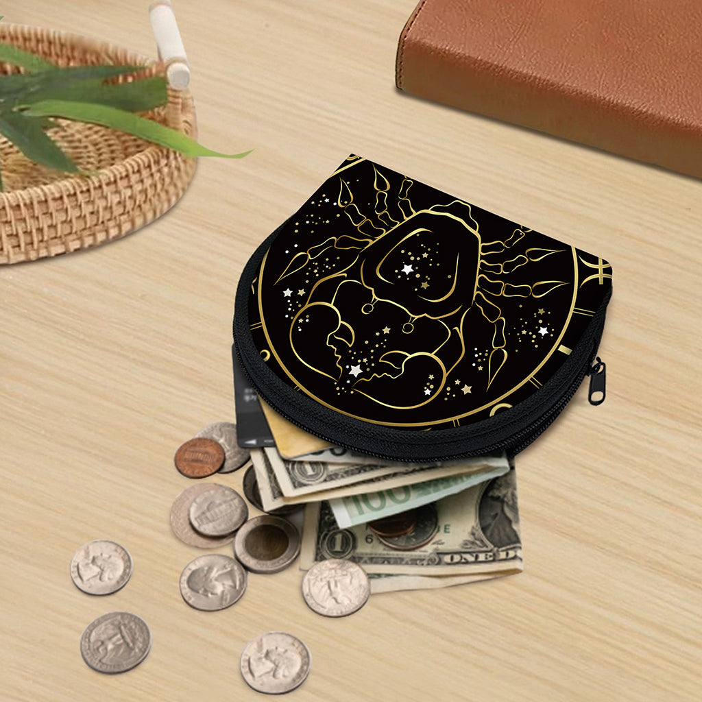 Gold And Black Cancer Sign Print Coin Purse