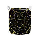 Gold And Black Cancer Sign Print Collapsible Laundry Basket