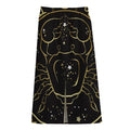 Gold And Black Cancer Sign Print Cotton Front Slit Maxi Skirt