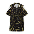 Gold And Black Cancer Sign Print Cotton Hawaiian Shirt