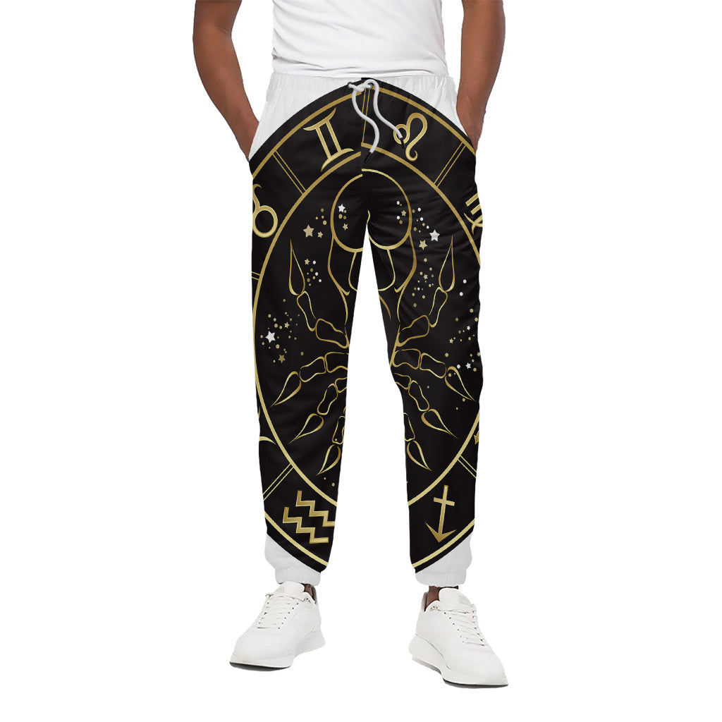 Gold And Black Cancer Sign Print Cotton Pants