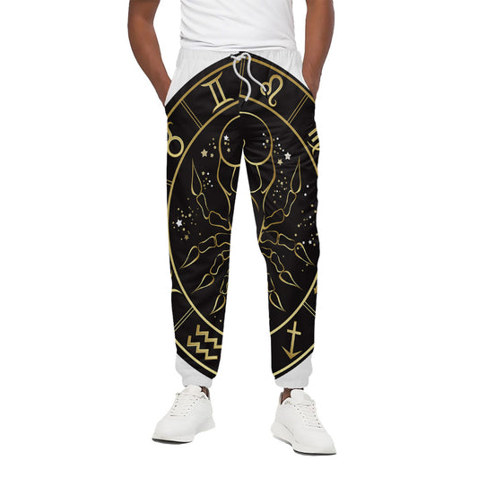 Gold And Black Cancer Sign Print Cotton Pants