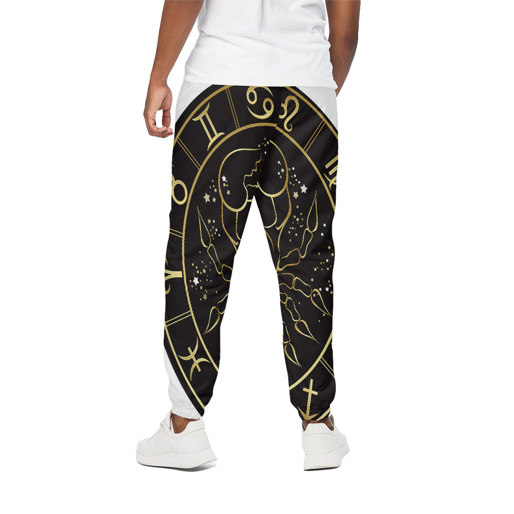 Gold And Black Cancer Sign Print Cotton Pants