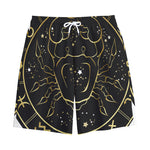 Gold And Black Cancer Sign Print Cotton Shorts