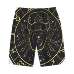 Gold And Black Cancer Sign Print Cotton Shorts