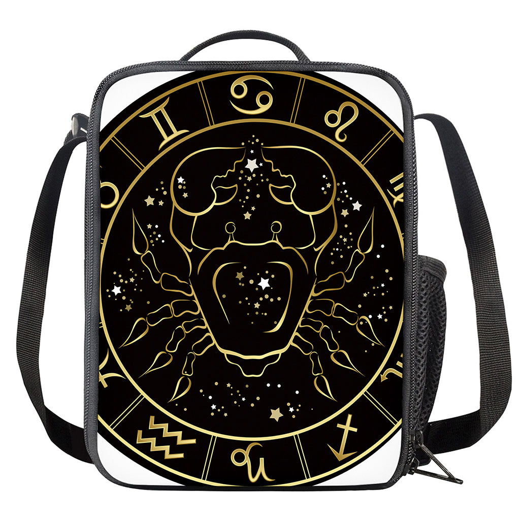 Gold And Black Cancer Sign Print Crossbody Lunch Bag