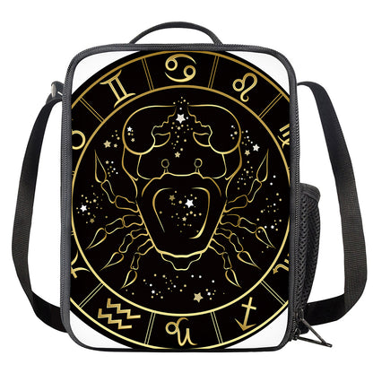 Gold And Black Cancer Sign Print Crossbody Lunch Bag